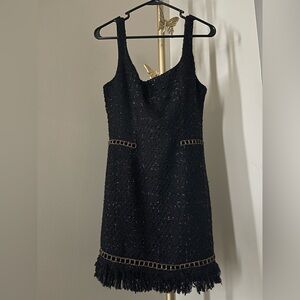 Chic Black Tweed Mini Dress